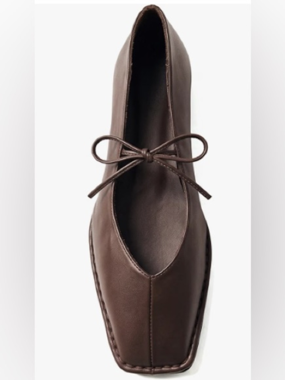 Chocolate brown ballet flats with acute bow
